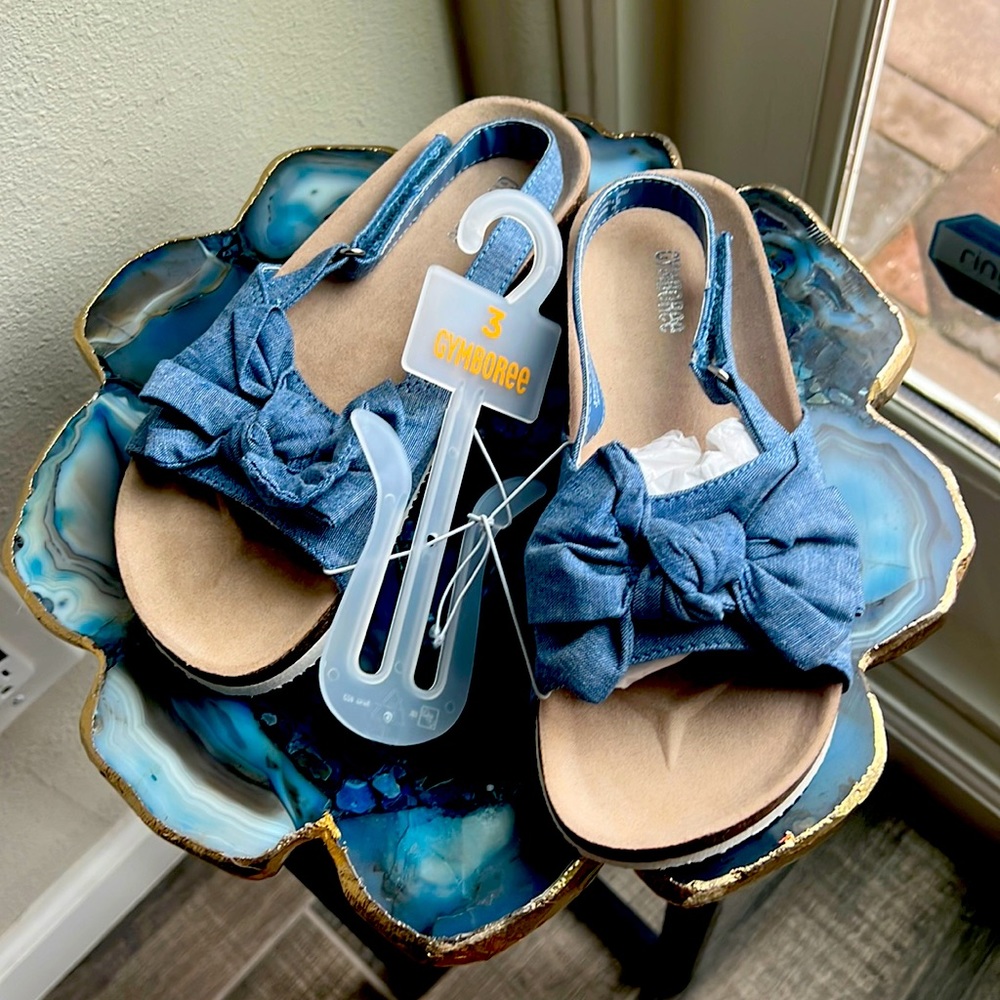 Gymboree little Girl blue denim bow 🎀sandals size 3